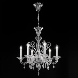 traditional chandelier / glass / halogen / handmade