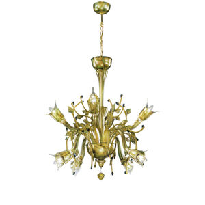 traditional chandelier / glass / halogen / handmade