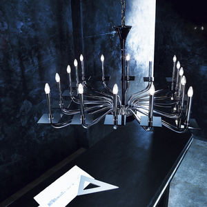 traditional chandelier / glass / chromed metal / halogen