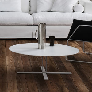 contemporary coffee table / MDF / steel / round