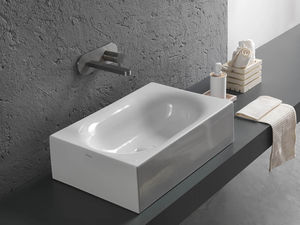countertop washbasin / rectangular / ceramic / contemporary