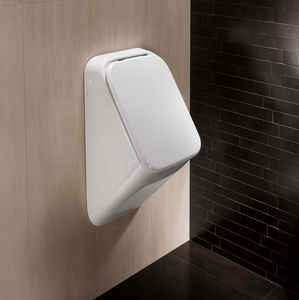 wall-mounted urinal / ceramic / with cover