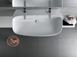 wall-mounted washbasin / other shapes / ceramic / contemporary