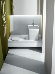 contemporary bench / with integrated toilet and bidet / wall-mounted
