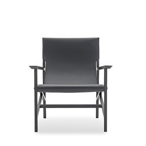 vintage armchair / fabric / leather / commercial