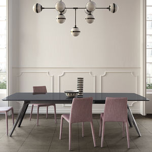 contemporary table / wooden / glass / metal