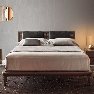 double bed / contemporary / with headboard / wooden