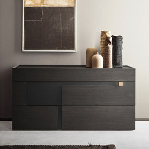 contemporary chest of drawers / lacquered wood / brown / gray