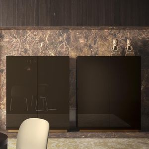high sideboard / contemporary / lacquered wood / brown