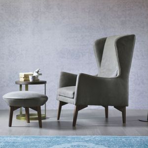 contemporary armchair / leather