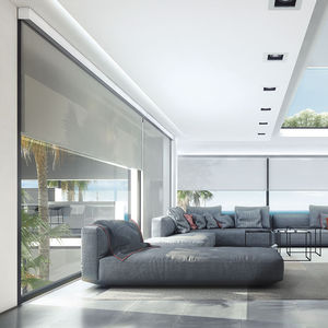 boxed roller blinds / fabric / commercial / motorized