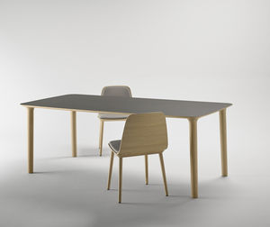 contemporary table / oak / walnut / lacquered wood