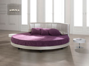 double bed / round / contemporary / fabric