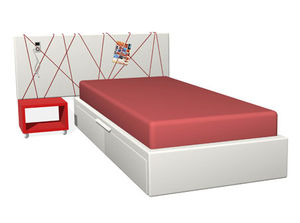 single bed / contemporary / with headboard / with integrated bedside table