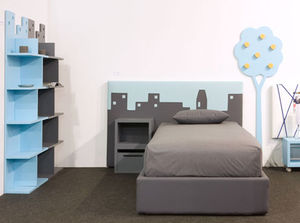 single bed / contemporary / integrated bedside table / with headboard