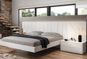 double bed / contemporary / with headboard / with integrated bedside table