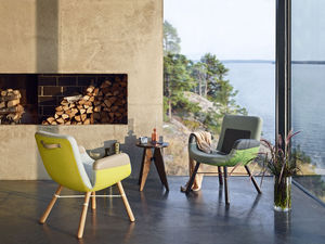contemporary chair / metal / fabric / leather