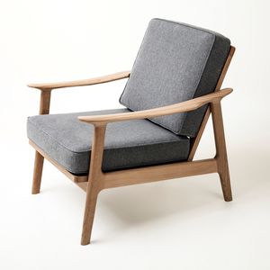 Scandinavian design armchair / fabric / oak / solid wood