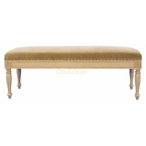 traditional upholstered bench / wooden / white