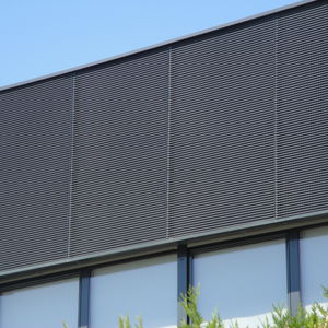 perforated metal sheet / ribbed / steel / for facade cladding