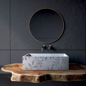 countertop washbasin / rectangular / concrete / contemporary