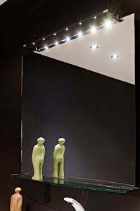 wall-mounted mirror / contemporary / rectangular / illuminated