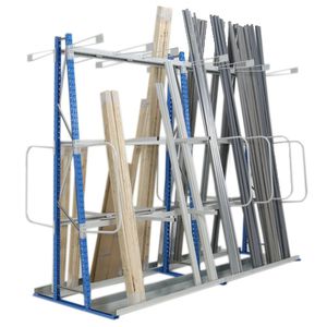 vertical shelving / for long items / storage / steel