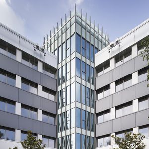 stick system curtain wall / aluminum and glass