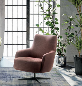 contemporary armchair / fabric / leather / metal