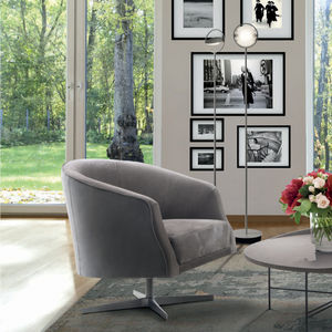 contemporary armchair / fabric / leather / metal