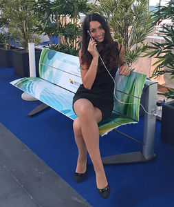 public bench / contemporary / aluminum / steel