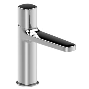 handbasin mixer tap / wall-mounted / chromed metal / bathroom