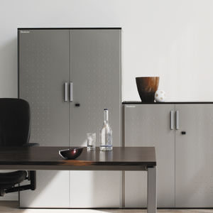 tall filing cabinet / metal / with hinged door / tambour door