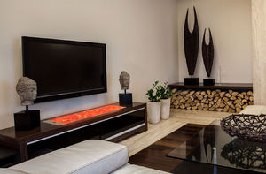 electric fireplace / contemporary / closed hearth / built-in