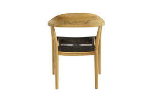 contemporary dining chair / with armrests / fabric / teak