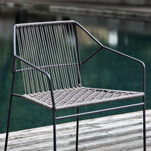 contemporary chair / with armrests / metal / garden