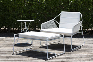 contemporary side table / HPL / round / garden