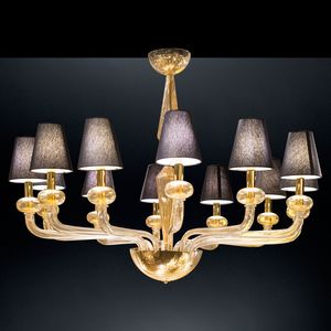 contemporary chandelier / Murano glass / fabric / LED