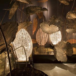 floor lamp / original design / crystal / stainless steel