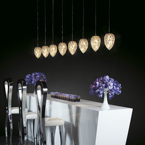 pendant lamp / original design / crystal / stainless steel
