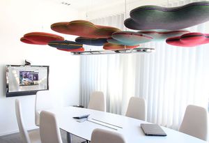 ceiling acoustic panel / textile / double-sided / for offices