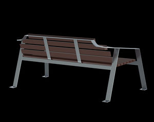 public bench / traditional / wooden / stainless steel