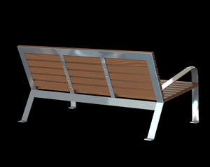 public bench / traditional / wooden / stainless steel