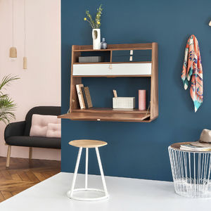 contemporary secretary desk / walnut / MDF / wall-mounted