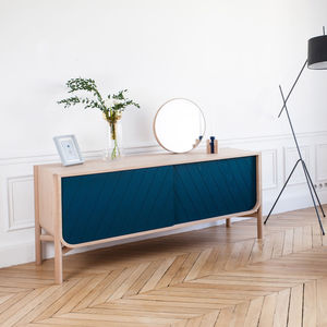 contemporary sideboard / oak / lacquered MDF / painted wood