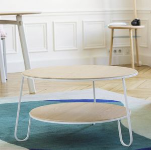 contemporary coffee table / metal / oak / MDF