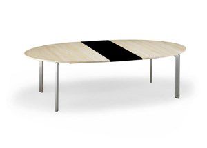 contemporary table / wooden / oval / extending