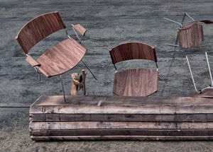 contemporary chair / stackable / wooden