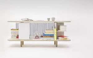 low shelf / contemporary / wooden