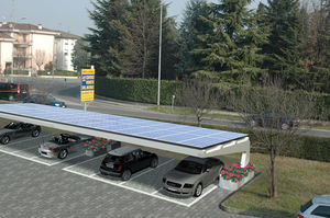 concrete carport / commercial / with integrated photovoltaic panel